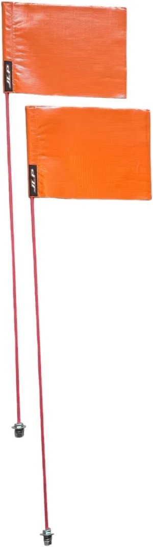 JLP 7 Foot 8mm Red Pole Snow Plow Marker and Nylon Rectangle Fluorescent Orange 12x9 in Flag Set Polaris Ranger Mule Teryx