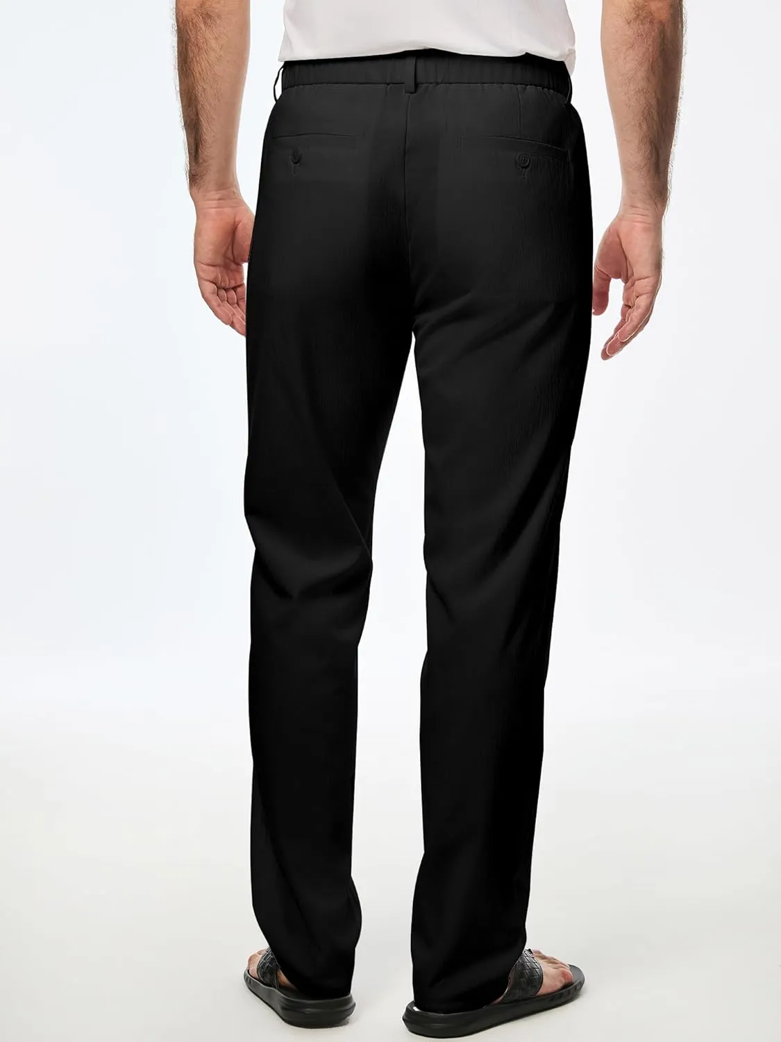 JMIERR Men's Casual Drawstring Pants Elastic Waist Lightweight Pant Summer Beach Trouser with Pockets
