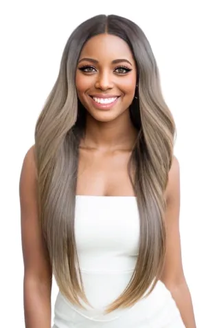 Joe Green 5" Y Shaped HD Lace Frontal Wig Synthetic Pre-Plucked Hair (Ash Blonde Long Flip Out Straight, 5Y)