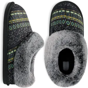 JOINFREE Women's Slippers Fuzzy House Shoes with Memory Foam Slip-on Comfy Bedroom Slippers Indoor Outdoor Shoes with Warm Faux Fur Collar