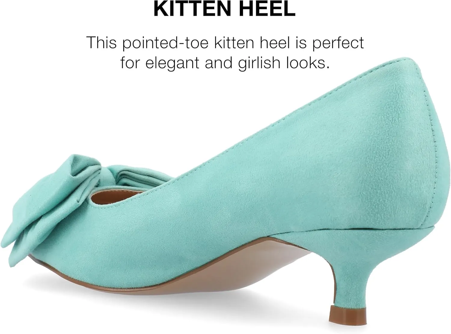 Journee Womens Orana Pointed Toe Kitten Heel Pumps