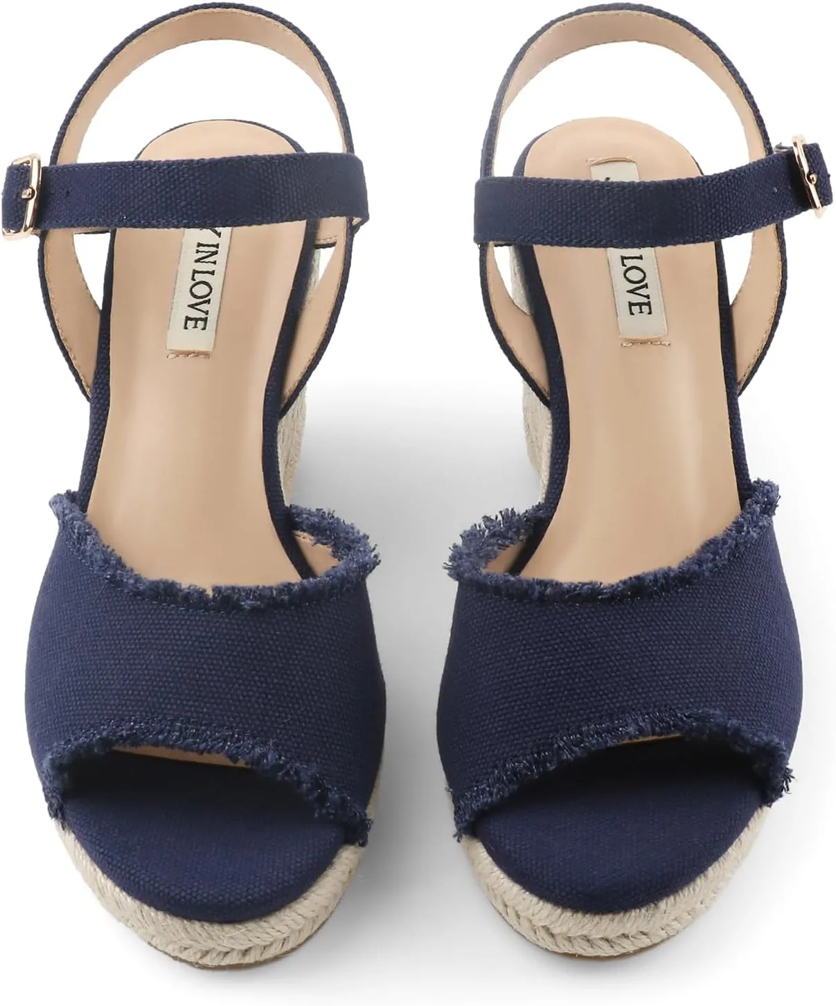 JOY IN LOVE Platform Wedge Sandals for Women 4IN Espadrille Wedge Heels Ankle Strap Sandals