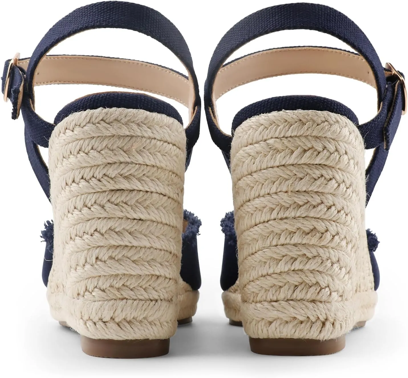 JOY IN LOVE Platform Wedge Sandals for Women 4IN Espadrille Wedge Heels Ankle Strap Sandals