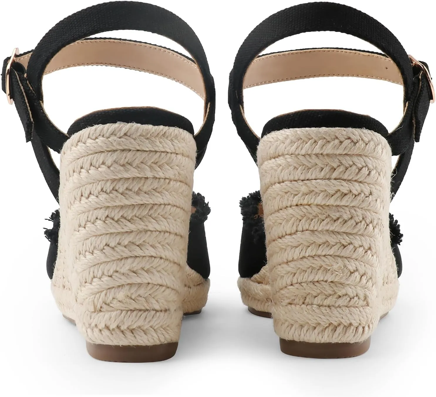 JOY IN LOVE Platform Wedge Sandals for Women 4IN Espadrille Wedge Heels Ankle Strap Sandals