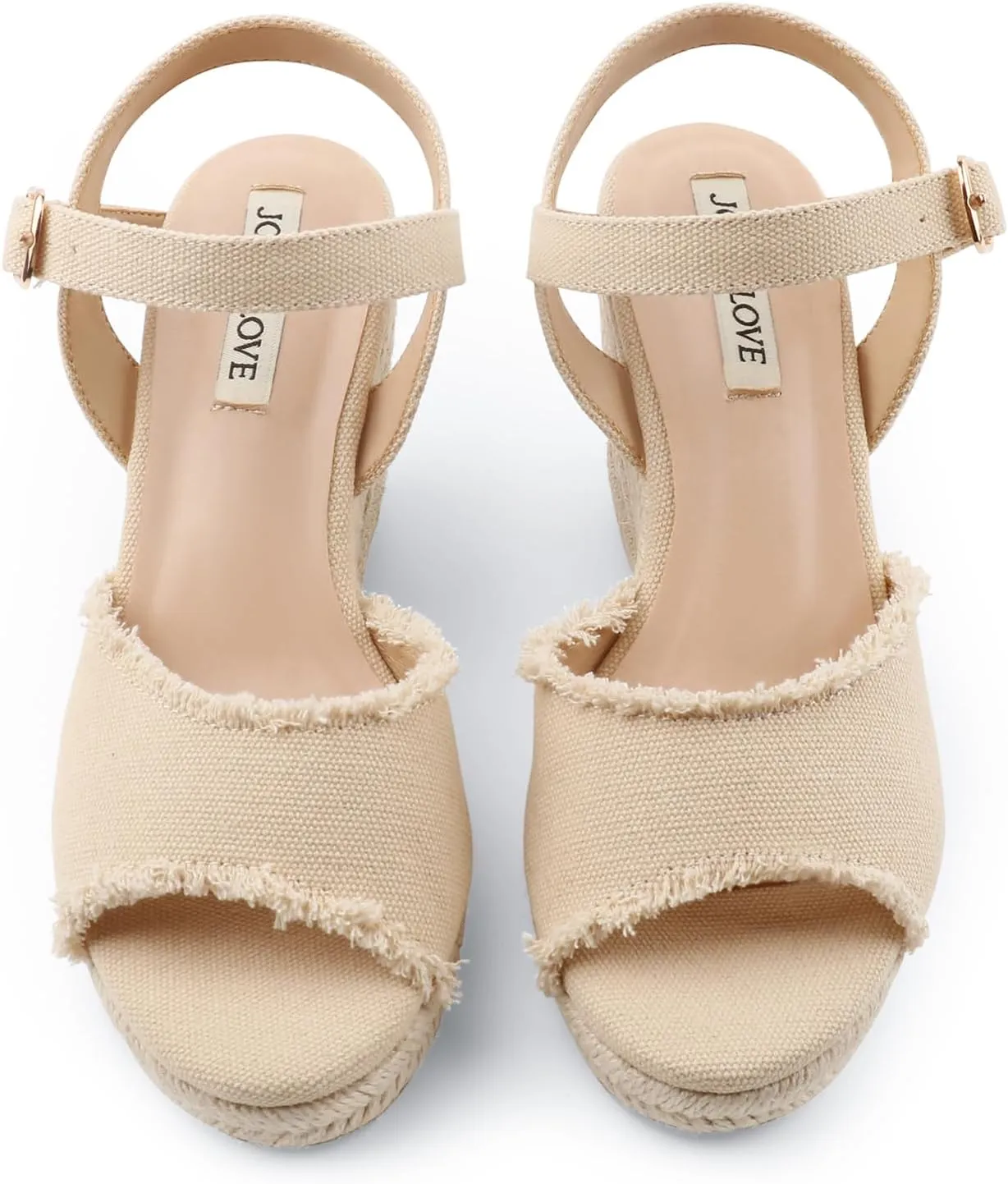 JOY IN LOVE Platform Wedge Sandals for Women 4IN Espadrille Wedge Heels Ankle Strap Sandals