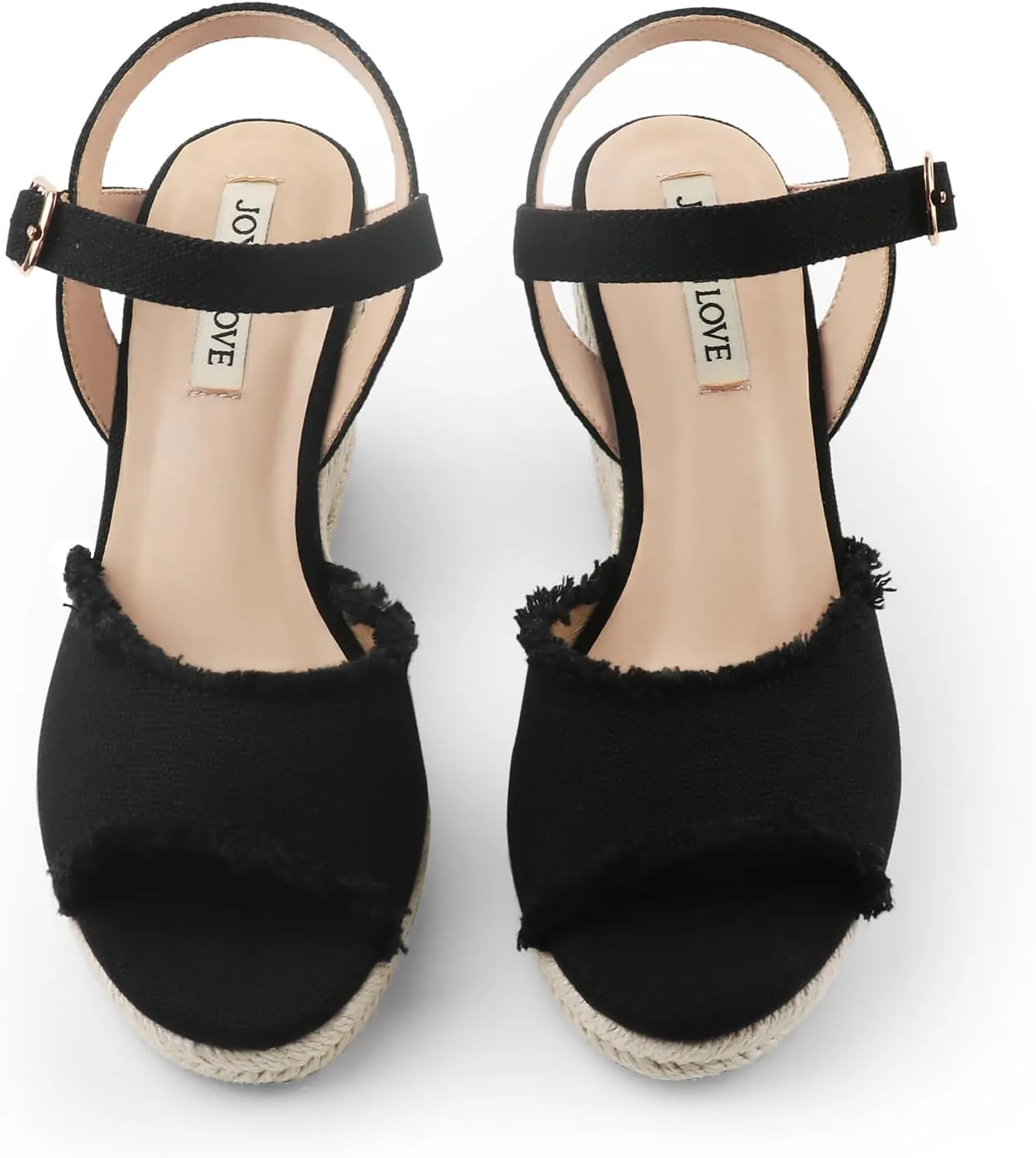 JOY IN LOVE Platform Wedge Sandals for Women 4IN Espadrille Wedge Heels Ankle Strap Sandals