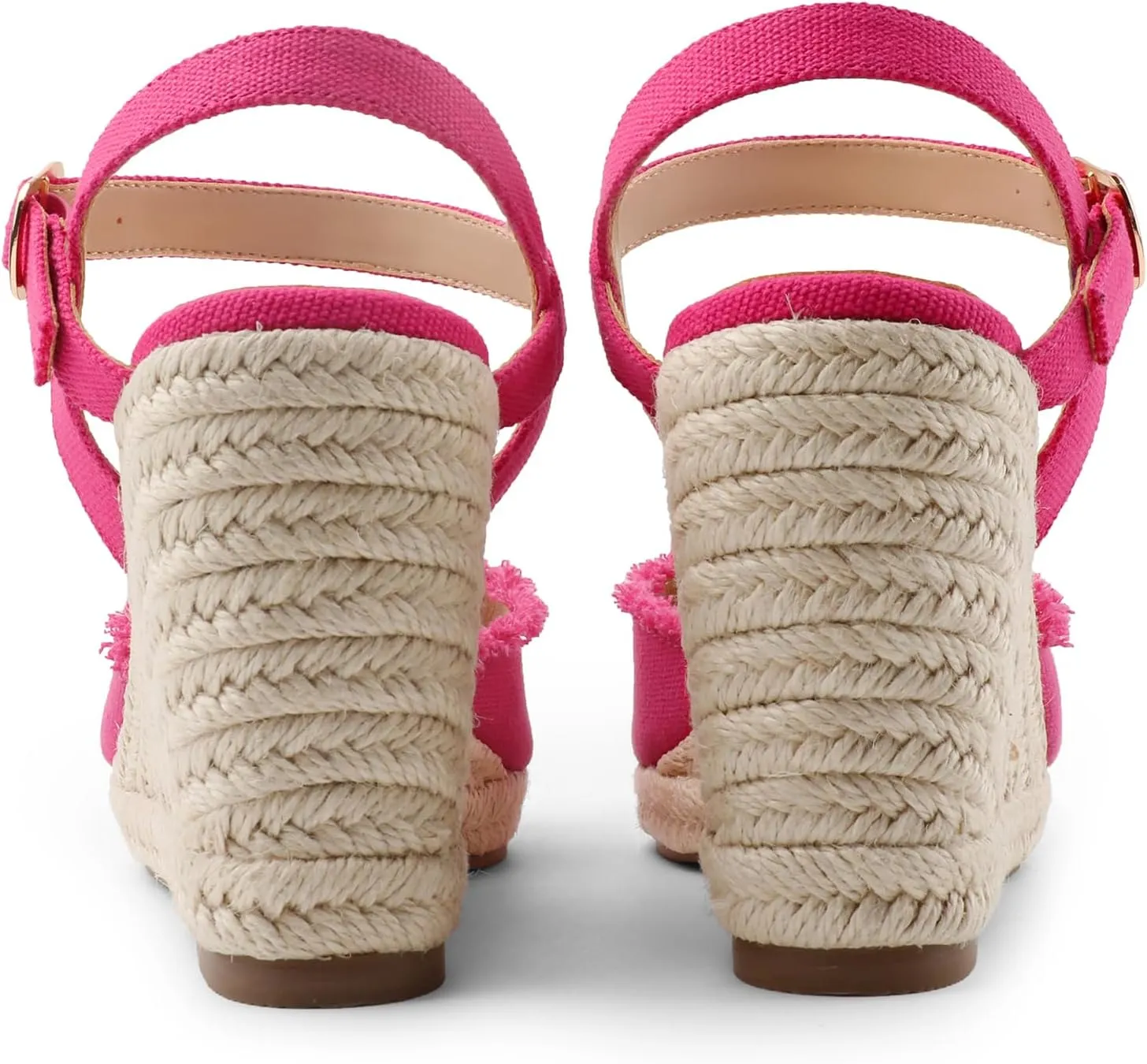 JOY IN LOVE Platform Wedge Sandals for Women 4IN Espadrille Wedge Heels Ankle Strap Sandals