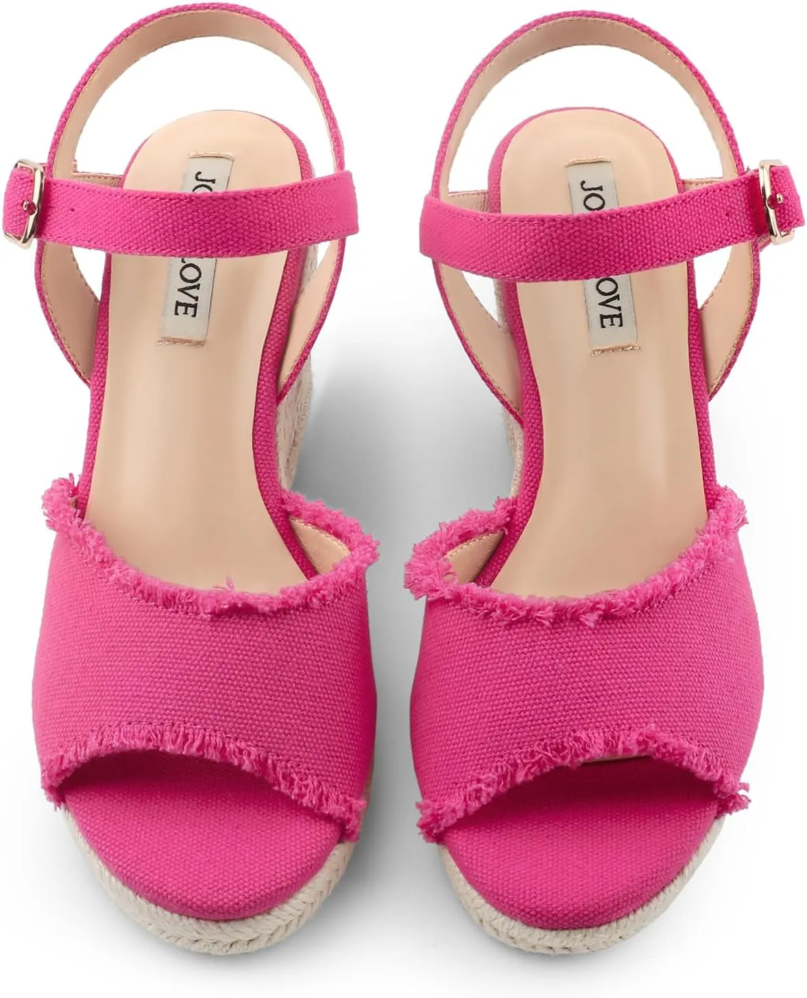 JOY IN LOVE Platform Wedge Sandals for Women 4IN Espadrille Wedge Heels Ankle Strap Sandals