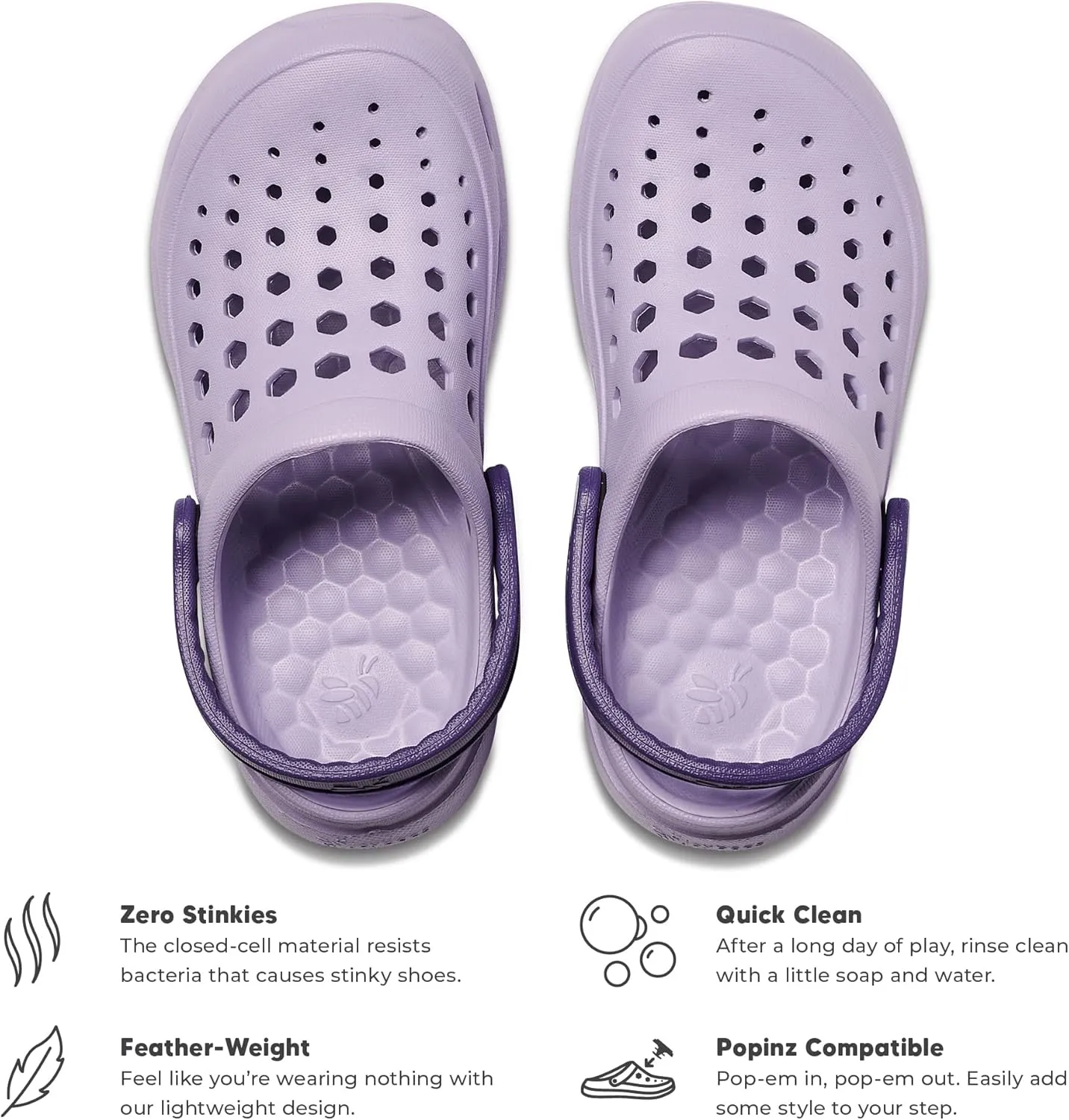 Joybees Kids Active Clog - Clogs for Kids, Rubber Shoe for Girls and Boys, Slip On Foam Sandals, Water Shoes with Strap for Toddlers and Children Size C4-J5