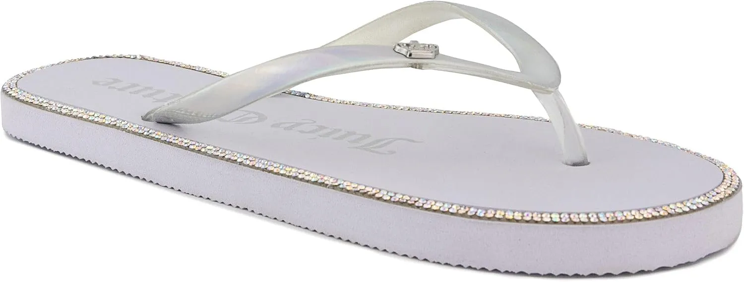 JUICY COUTURE Flip Flops, Soft Lightweight Beach Sandals for Women, Casual Slippers Shower Beach Pool Flat Slides Shoes