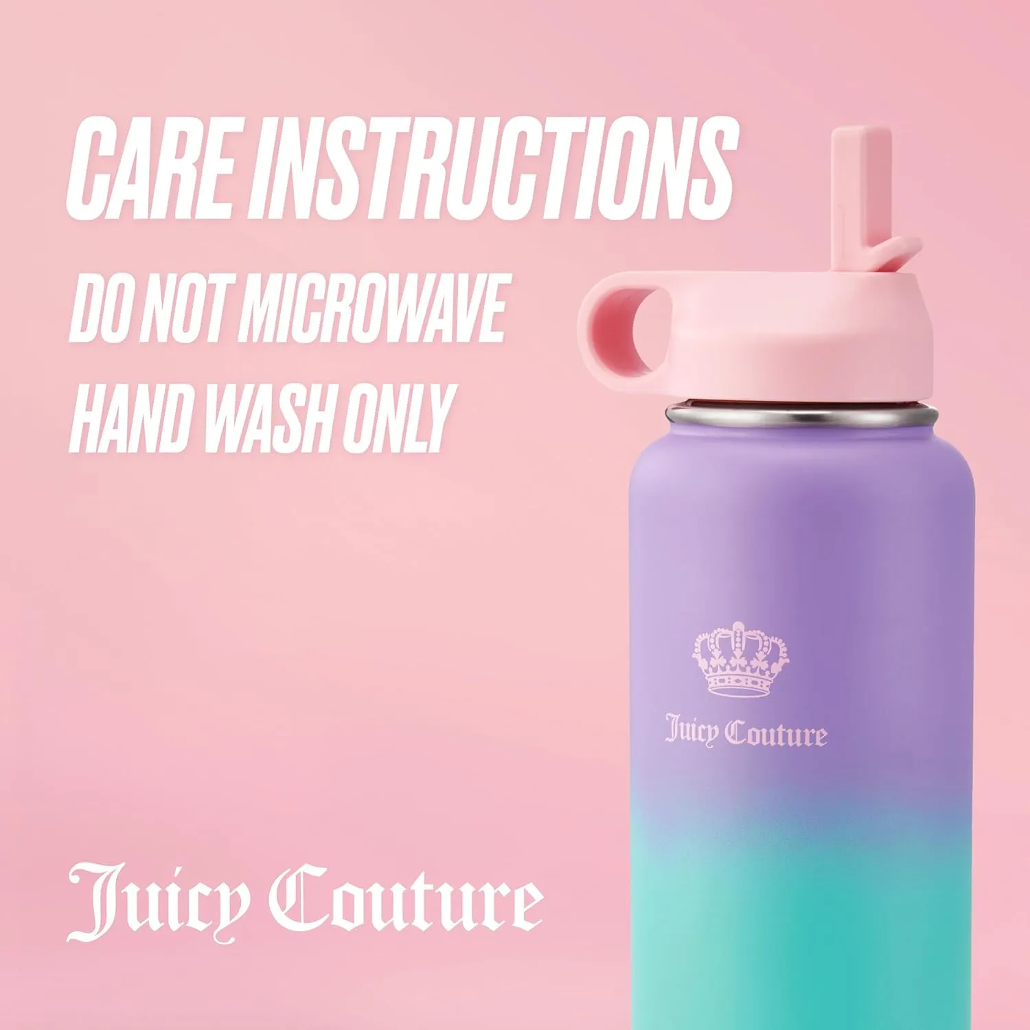 Juicy Couture "Go Girl Fashion Water Bottle - Purple/Teal - 32oz - Stylish Trendy Hydration Bottle - Fashionable Designer Drinkware for Active Lifestyle