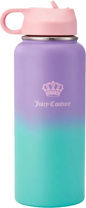 Juicy Couture "Go Girl Fashion Water Bottle - Purple/Teal - 32oz - Stylish Trendy Hydration Bottle - Fashionable Designer Drinkware for Active Lifestyle