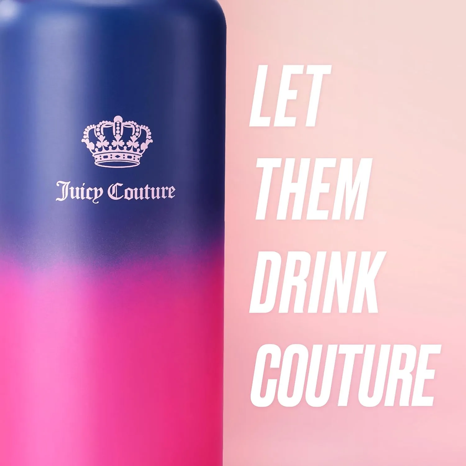Juicy Couture "Go Girl" Fashion Water Bottle - Navy/Pink - 32oz - Stylish Trendy Hydration Bottle - Fashionable Designer Drinkware for Active Lifestyle