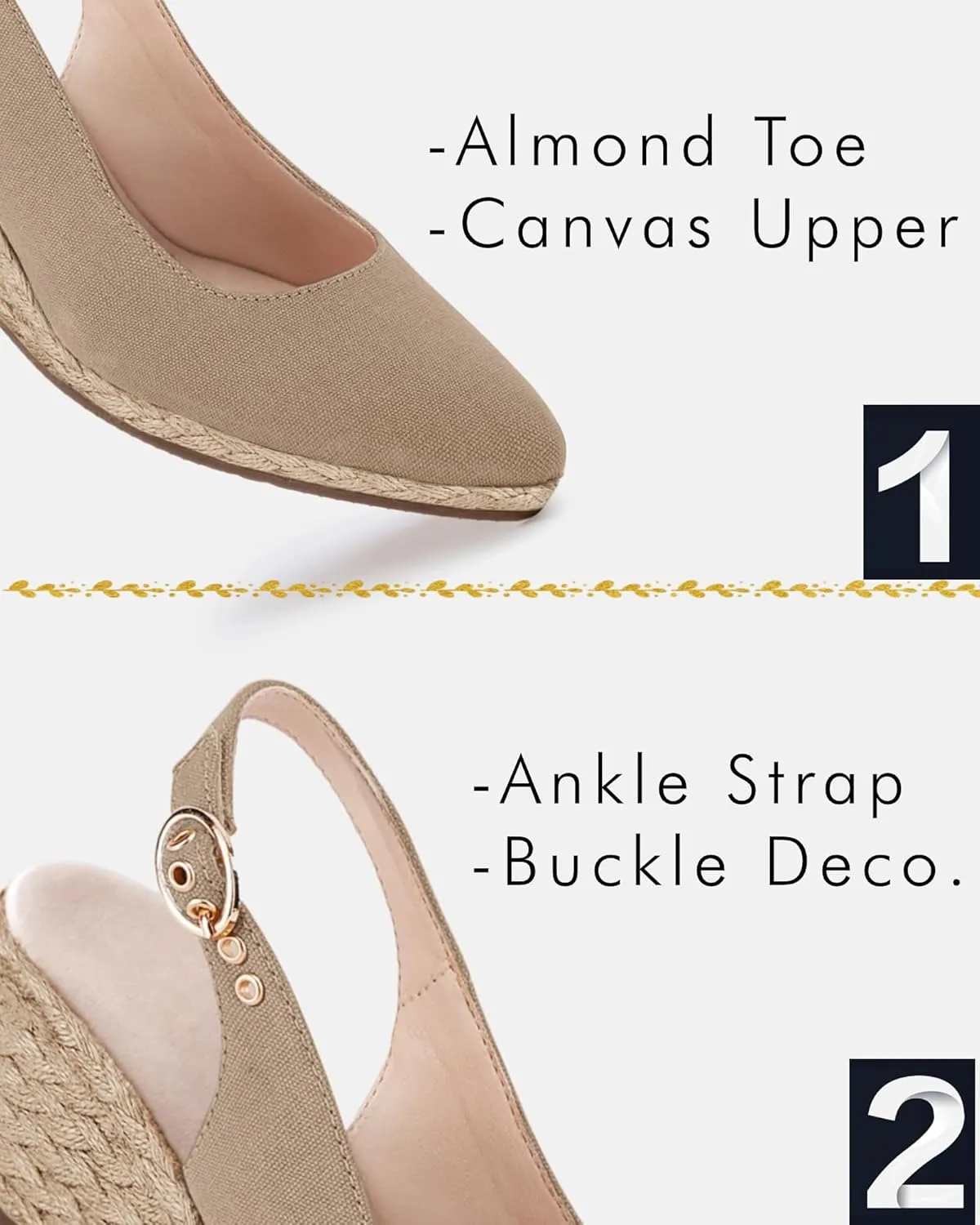 Juliet Holy Womens Wedge Sandals Espadrilles Closed Toe Slingback Buckle Strap Comfortable Casual Summer Wedges Shoes