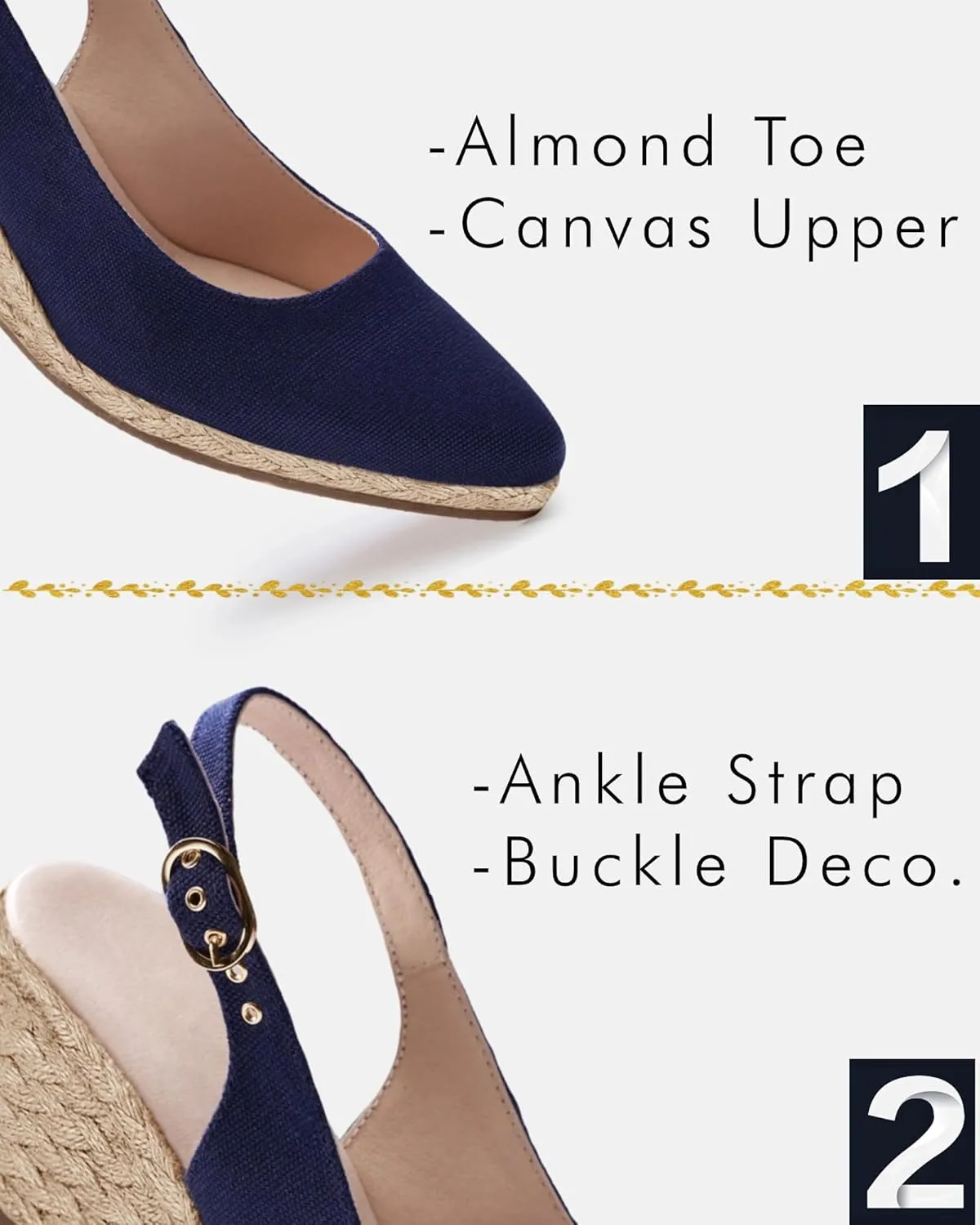 Juliet Holy Womens Wedge Sandals Espadrilles Closed Toe Slingback Buckle Strap Comfortable Casual Summer Wedges Shoes