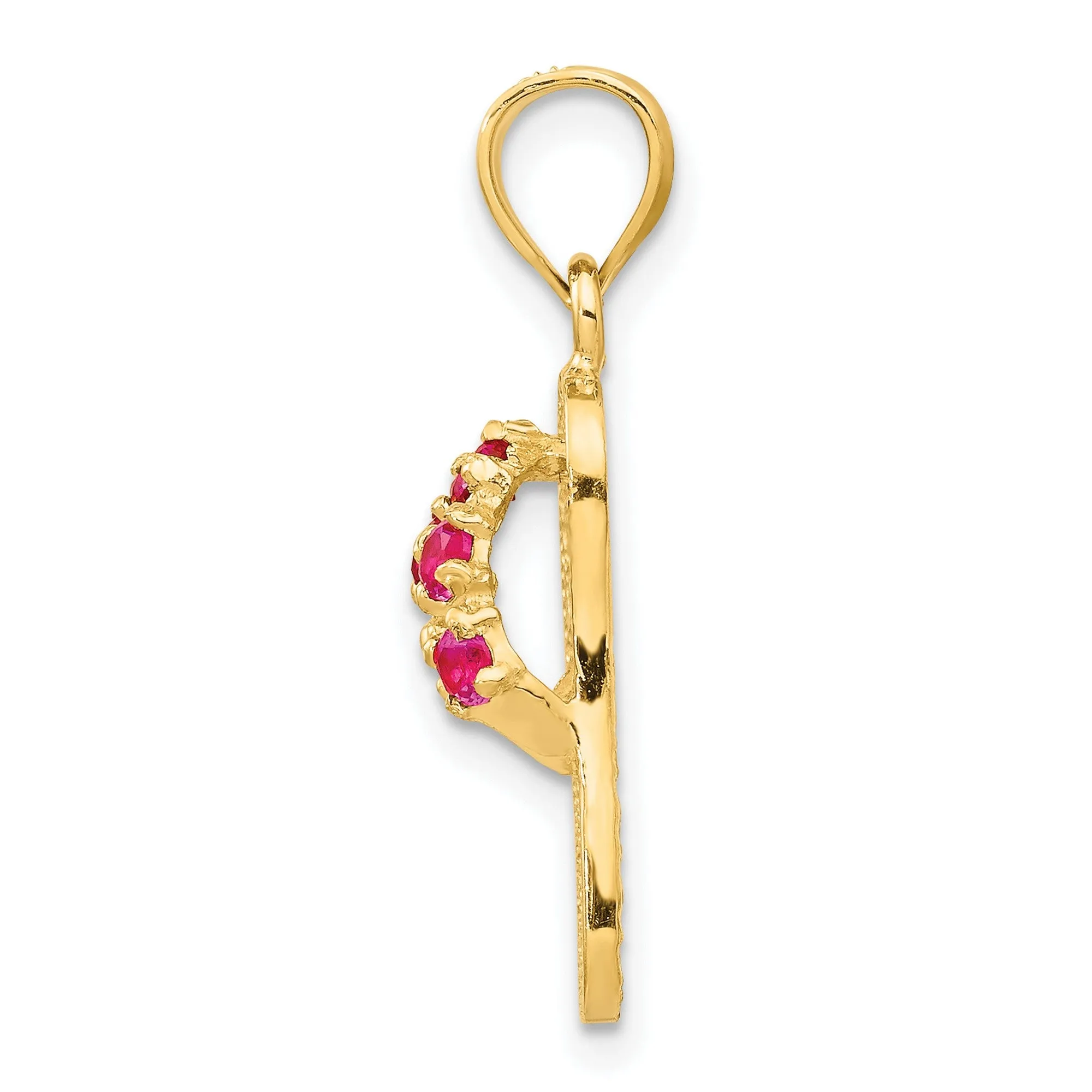 July CZ Birthstone Flip Flop Sandal Charm Pendant in Real 14k Yellow Gold