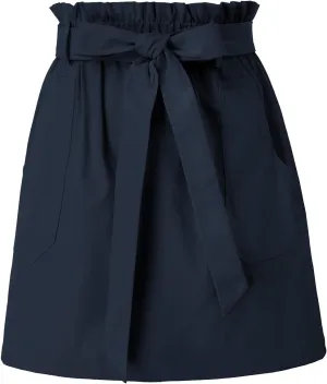 KANCY KOLE Women's Casual High Waist A Line Skirt Paper Bag Elastic Waist Short Skirt with Pockets S-XXL