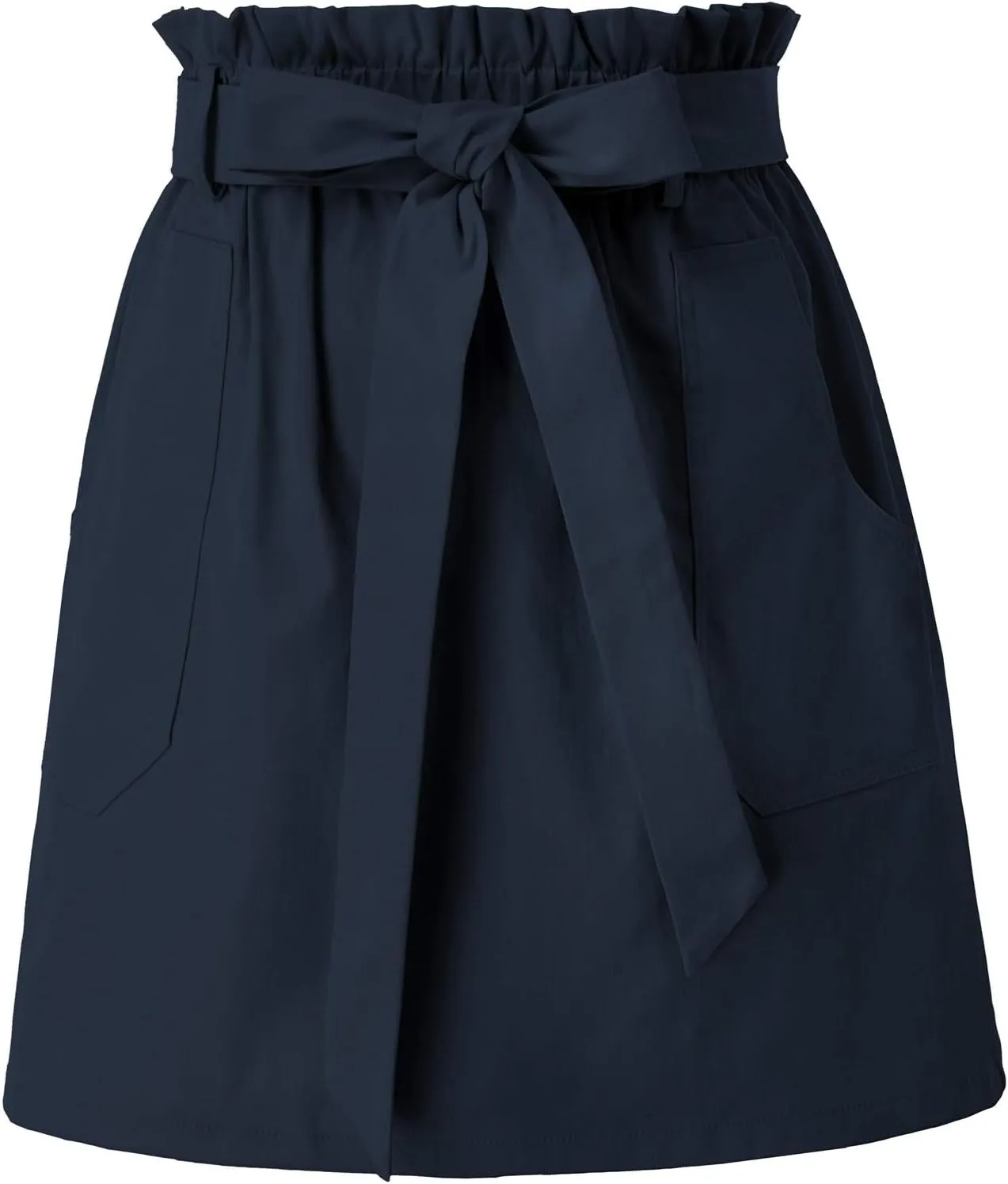 KANCY KOLE Women's Casual High Waist A Line Skirt Paper Bag Elastic Waist Short Skirt with Pockets S-XXL