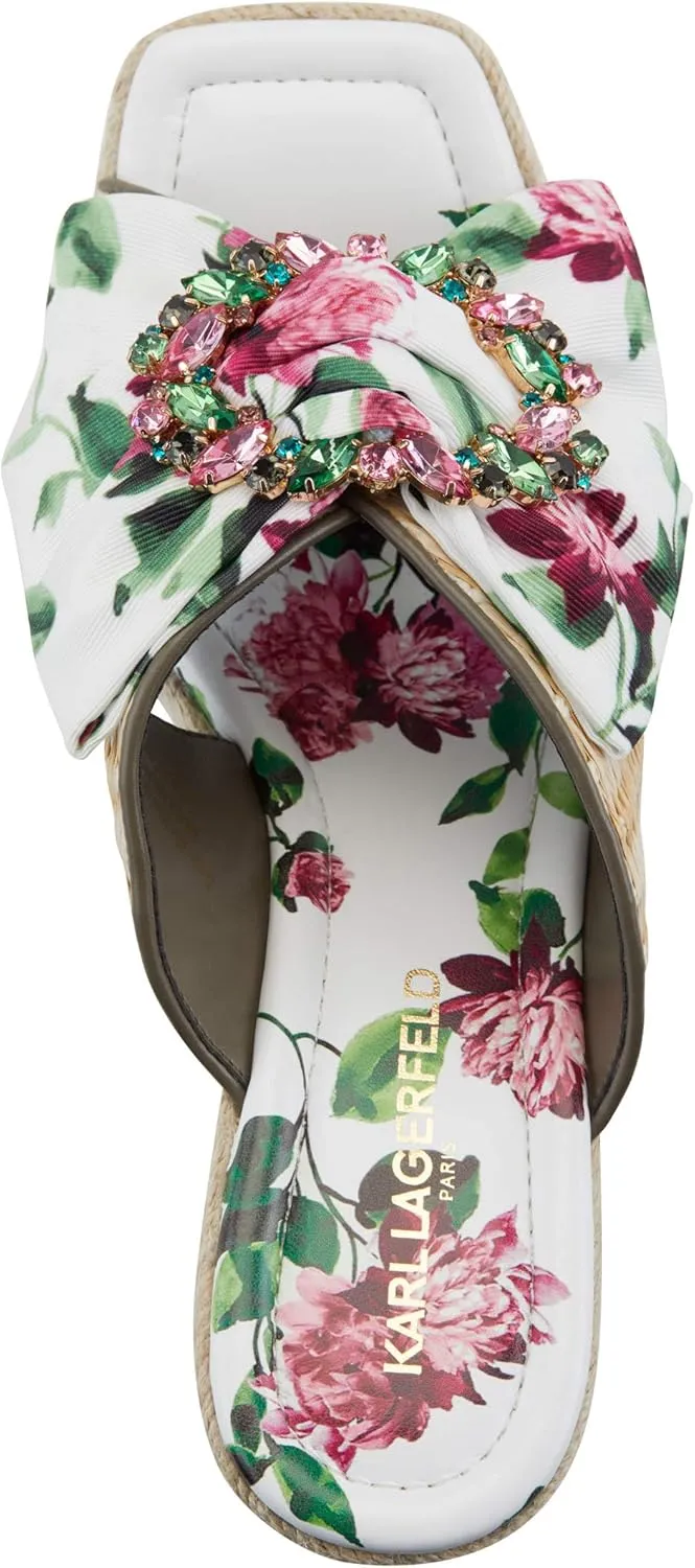 KARL LAGERFELD Women's Cariza Slip on Espadrille Wedge Sandal