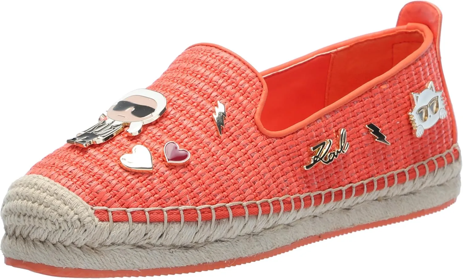 KARL LAGERFELD womens Michaela Slip on Embellished Flat Espadrille