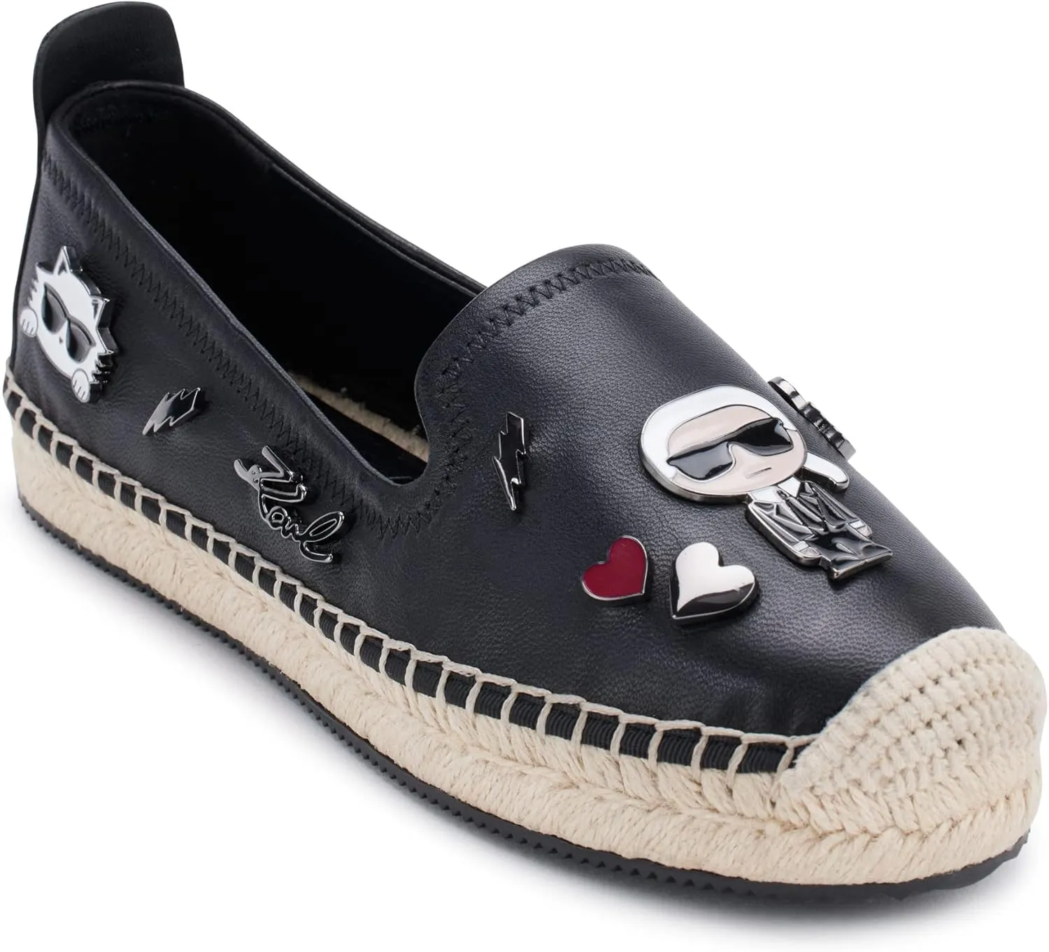 KARL LAGERFELD womens Michaela Slip on Embellished Flat Espadrille