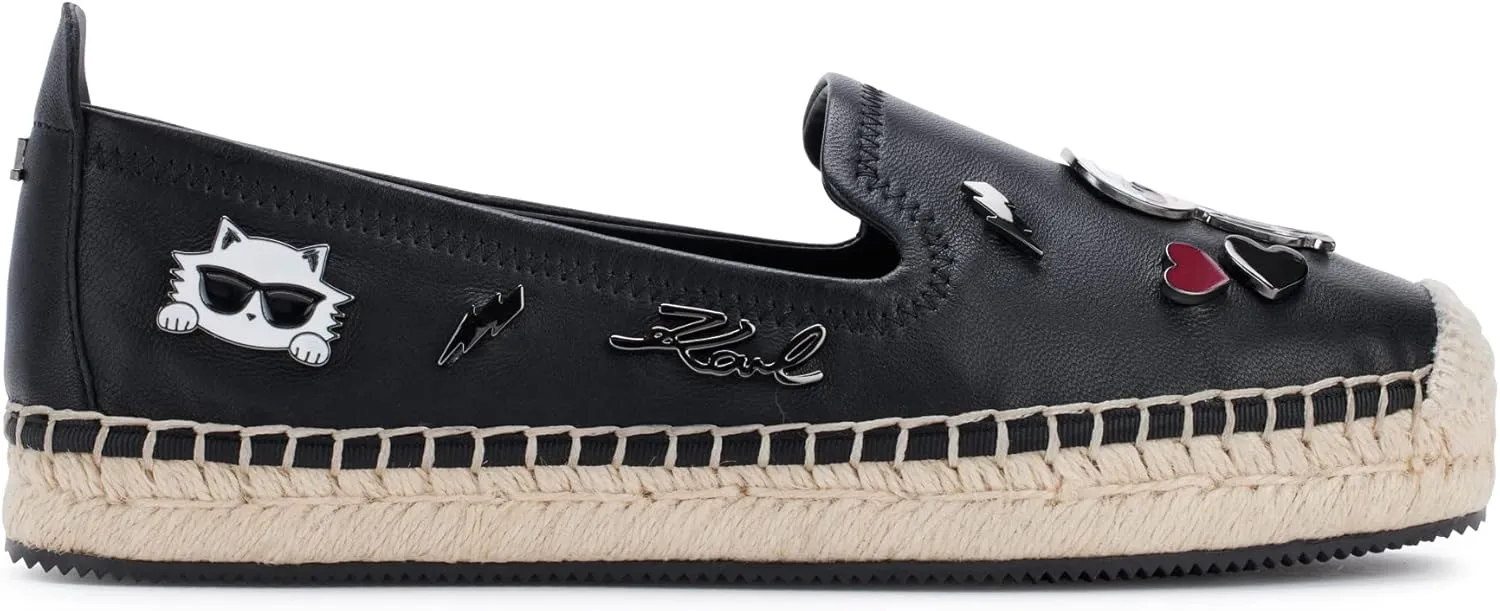 KARL LAGERFELD womens Michaela Slip on Embellished Flat Espadrille