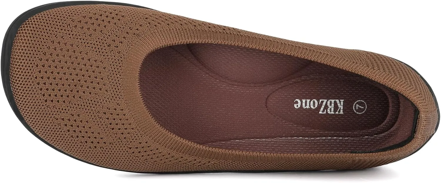 KBZone Women's Flats Slip on Ballet Flats Wide Toe Box Comfortable Walking Shoes