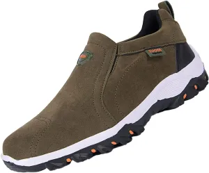 Keilinia Men's Suede Waterproof Hiking Shoes,Outdoors Lightweight Comfy Arch Support Low-top Non-Slip Trekking Slip on Sneakers
