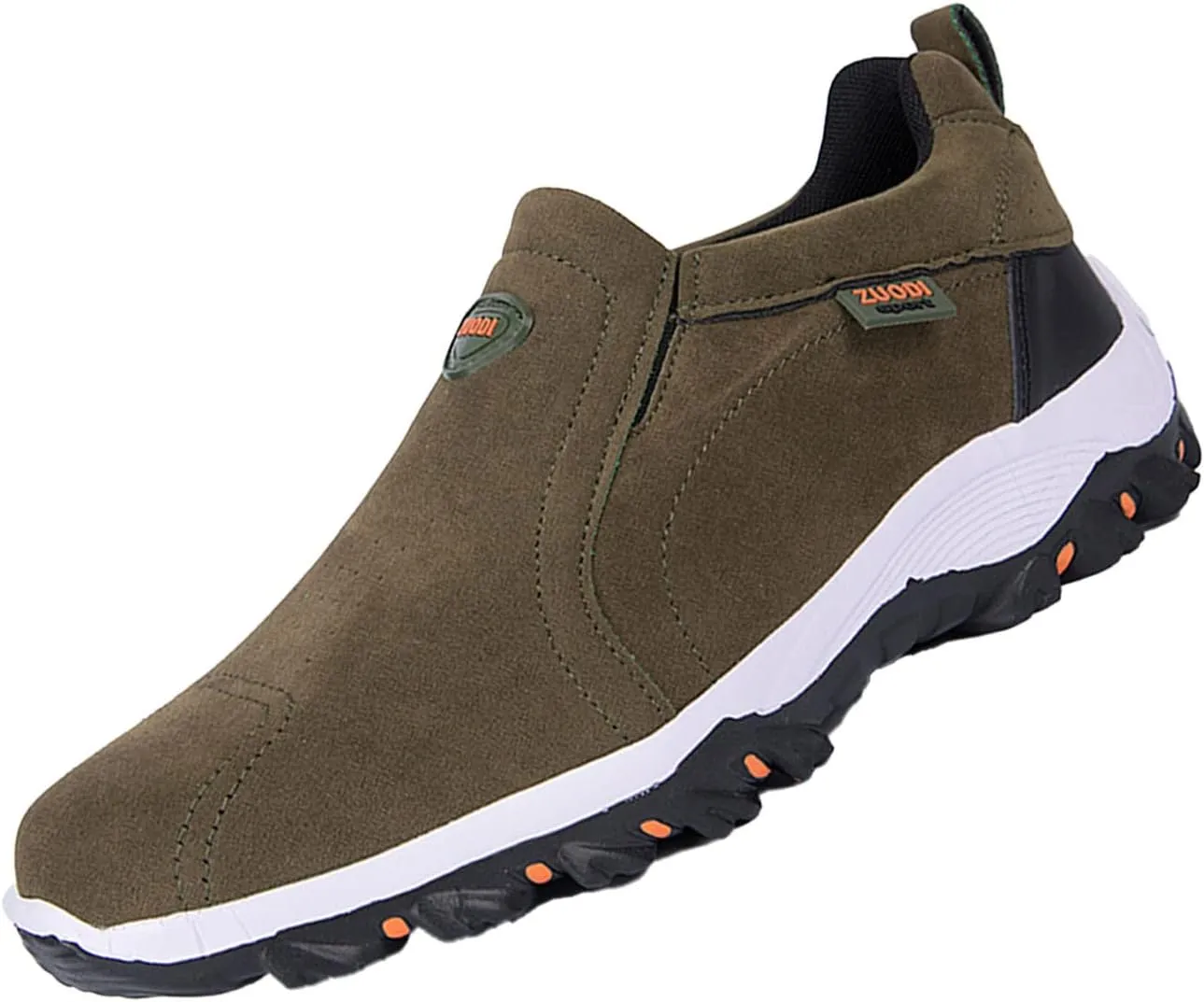Keilinia Men's Suede Waterproof Hiking Shoes,Outdoors Lightweight Comfy Arch Support Low-top Non-Slip Trekking Slip on Sneakers