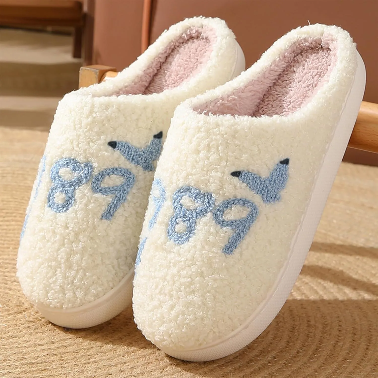 Kids Taylor Slippers for Boys Girls, 1989 Blue Version, Comfy Plush Warm Slip-on House Slippers for Big Little Kids, Cute Fuzzy Indoor