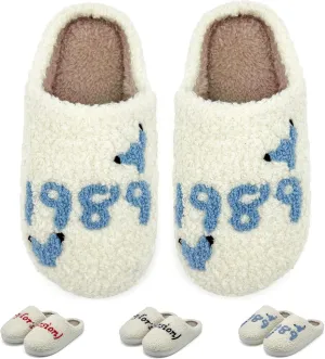 Kids Taylor Slippers for Boys Girls, 1989 Blue Version, Comfy Plush Warm Slip-on House Slippers for Big Little Kids, Cute Fuzzy Indoor