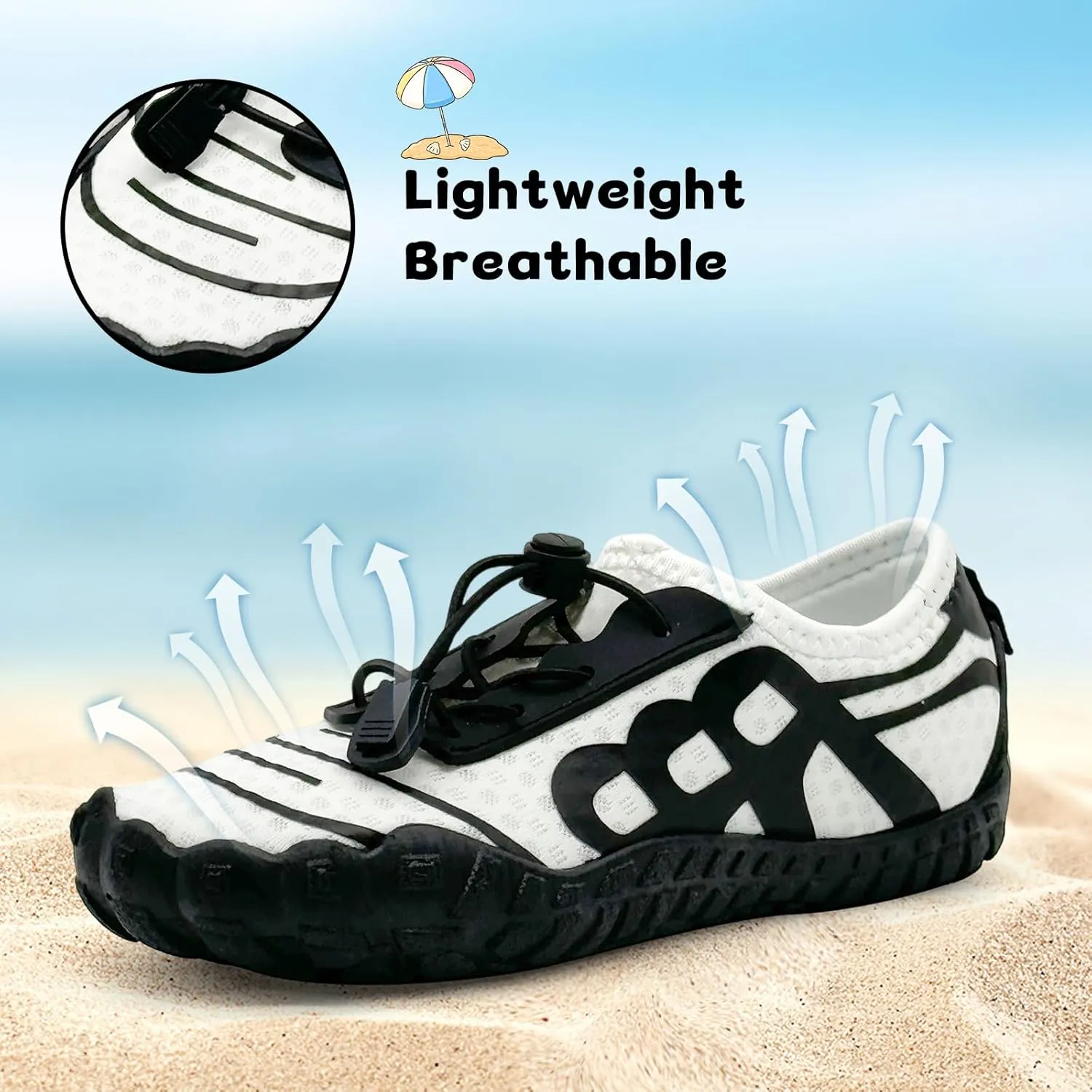 Kids Water Shoes Boys Girls Quick-Dry Beach Lightweight Toddler Barefoot Shoes Slip On Soft Walking Sneakers for Swim Beach Pool Black