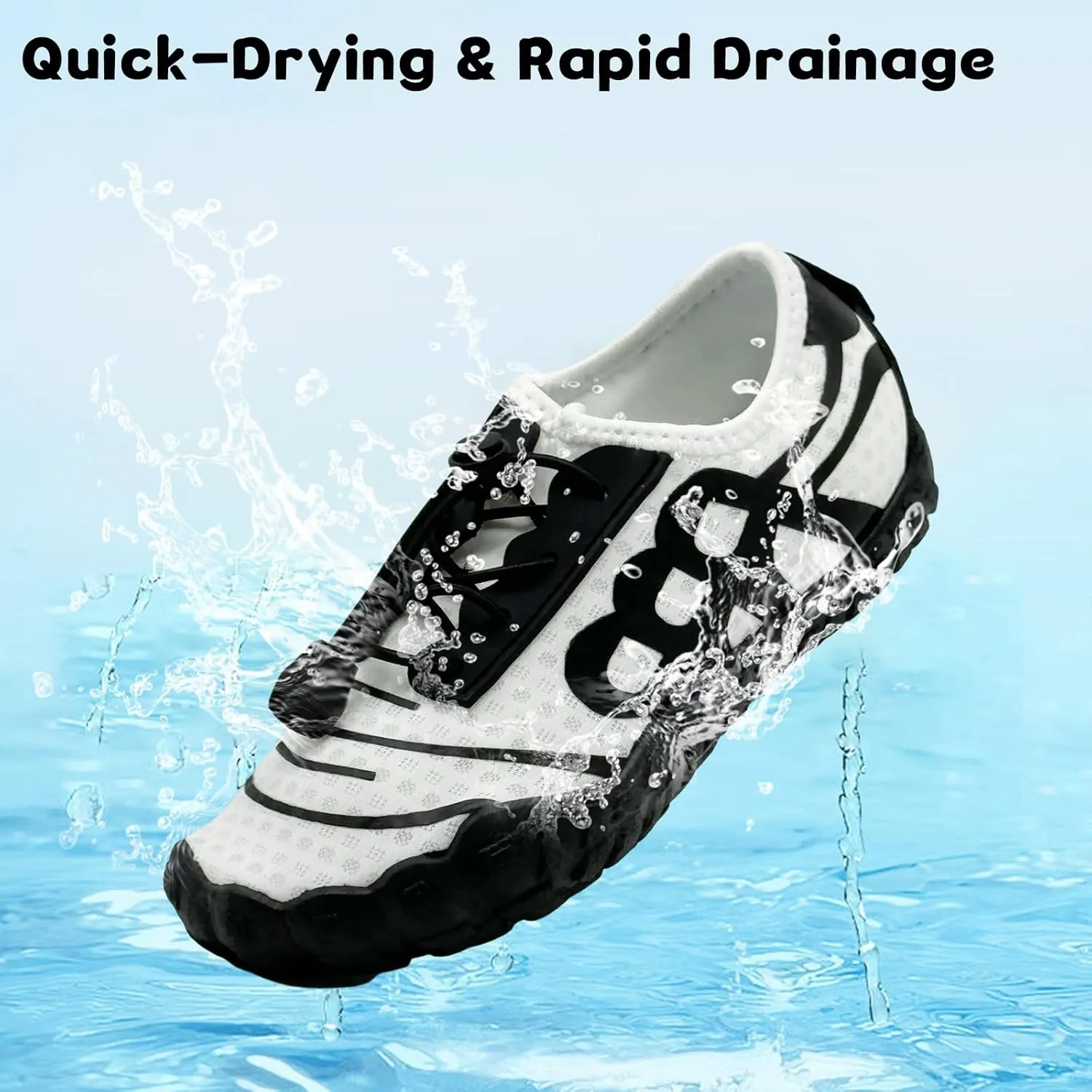 Kids Water Shoes Boys Girls Quick-Dry Beach Lightweight Toddler Barefoot Shoes Slip On Soft Walking Sneakers for Swim Beach Pool Black