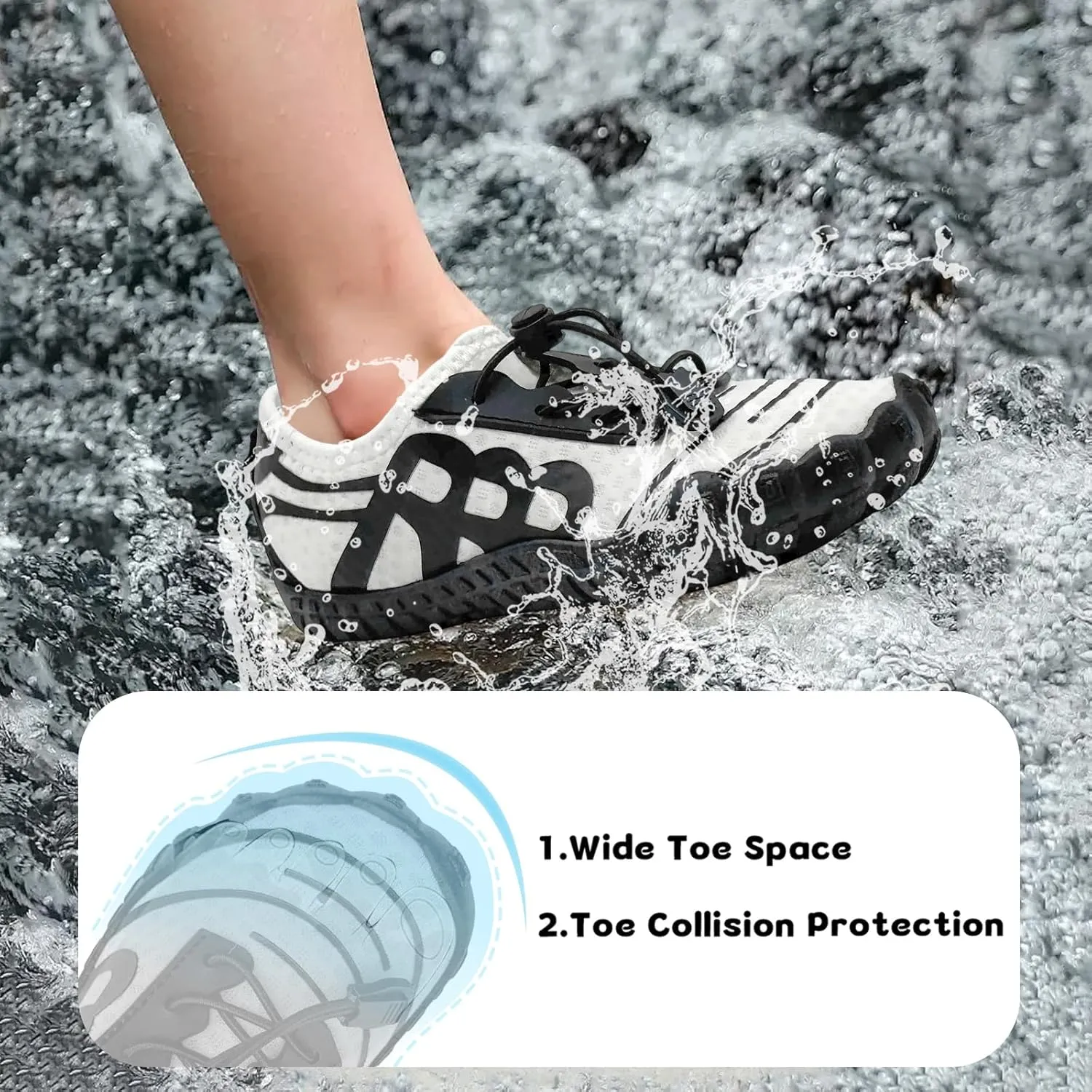Kids Water Shoes Boys Girls Quick-Dry Beach Lightweight Toddler Barefoot Shoes Slip On Soft Walking Sneakers for Swim Beach Pool Black