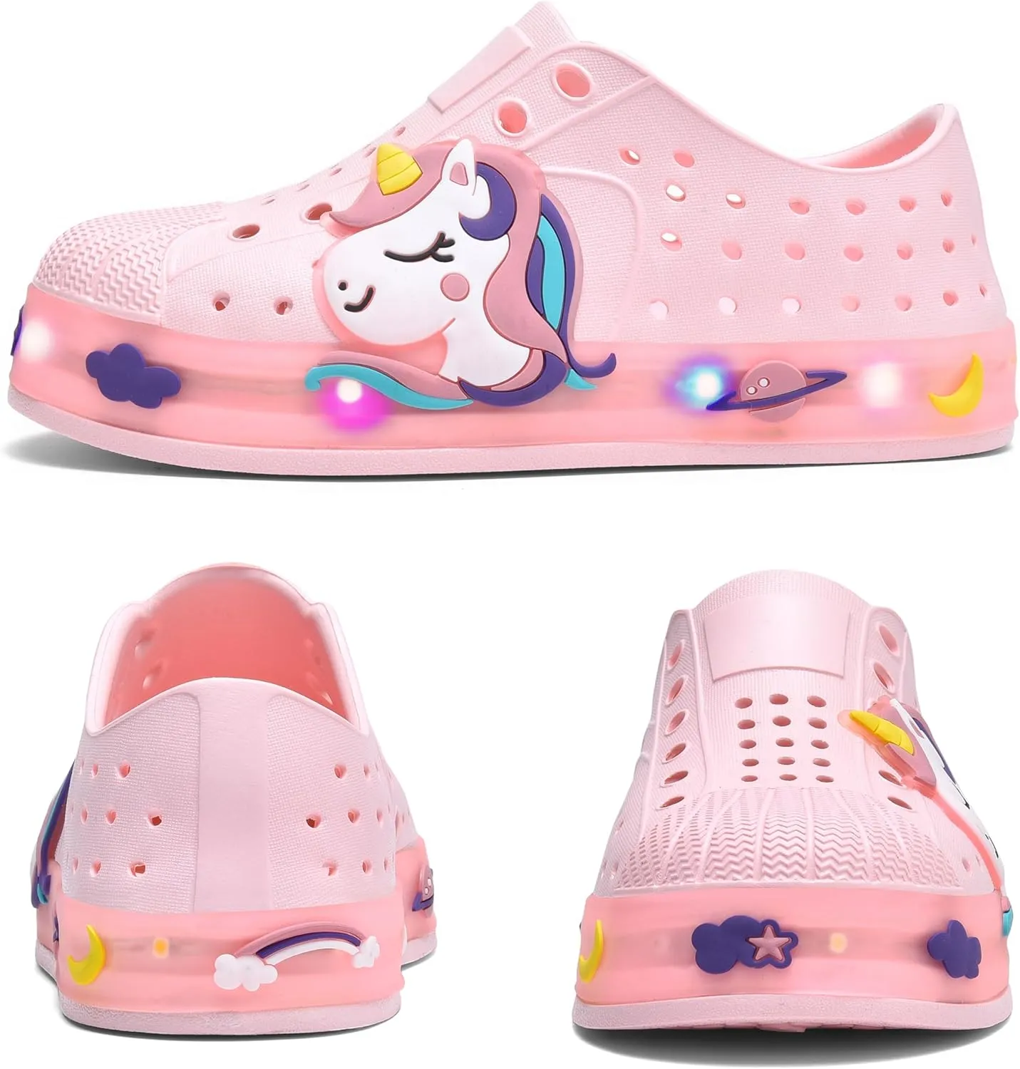 Kids Water Shoes,Toddler Slip-On Shoes,Waterproof Light Up Shoes for Boys and Girls,Lightweight Non-Slip Quick Dry Beach Sandals