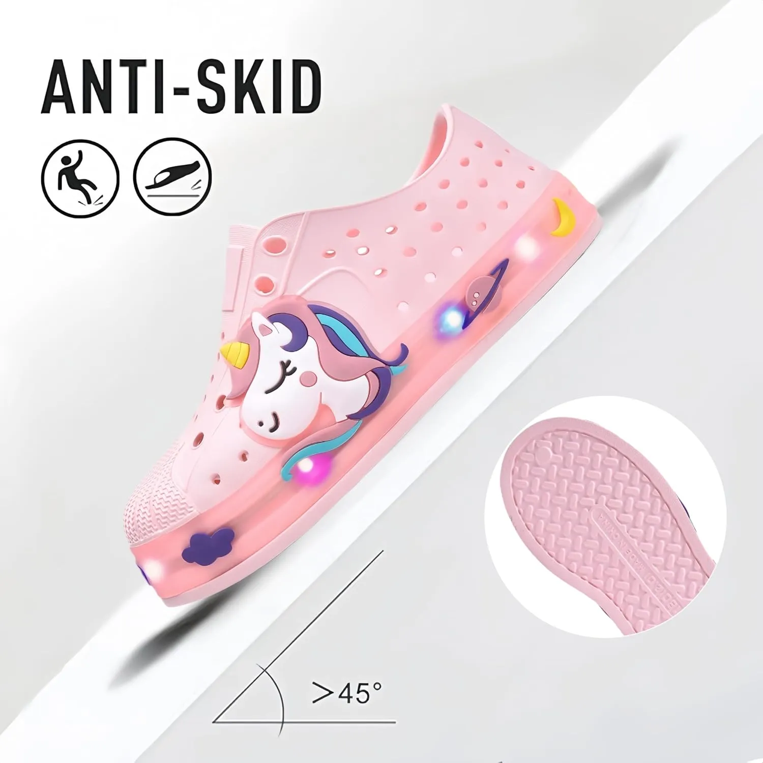 Kids Water Shoes,Toddler Slip-On Shoes,Waterproof Light Up Shoes for Boys and Girls,Lightweight Non-Slip Quick Dry Beach Sandals