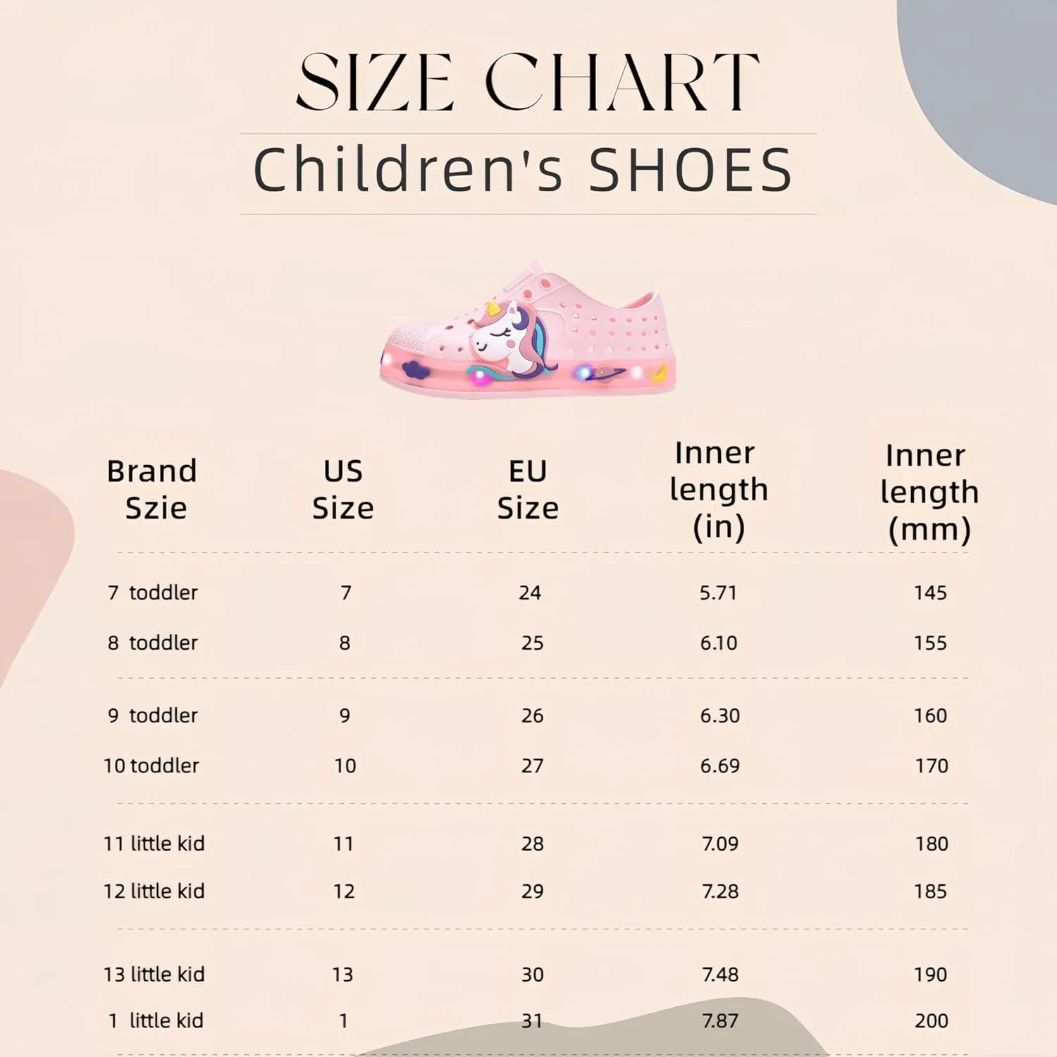 Kids Water Shoes,Toddler Slip-On Shoes,Waterproof Light Up Shoes for Boys and Girls,Lightweight Non-Slip Quick Dry Beach Sandals