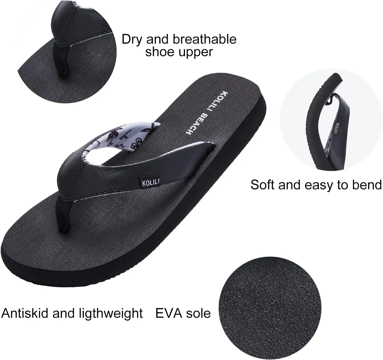 KOLILI Women's Yoga Mat Flip Flop Sandals | Max Cushioned Thong Sandals for Beach & Summer