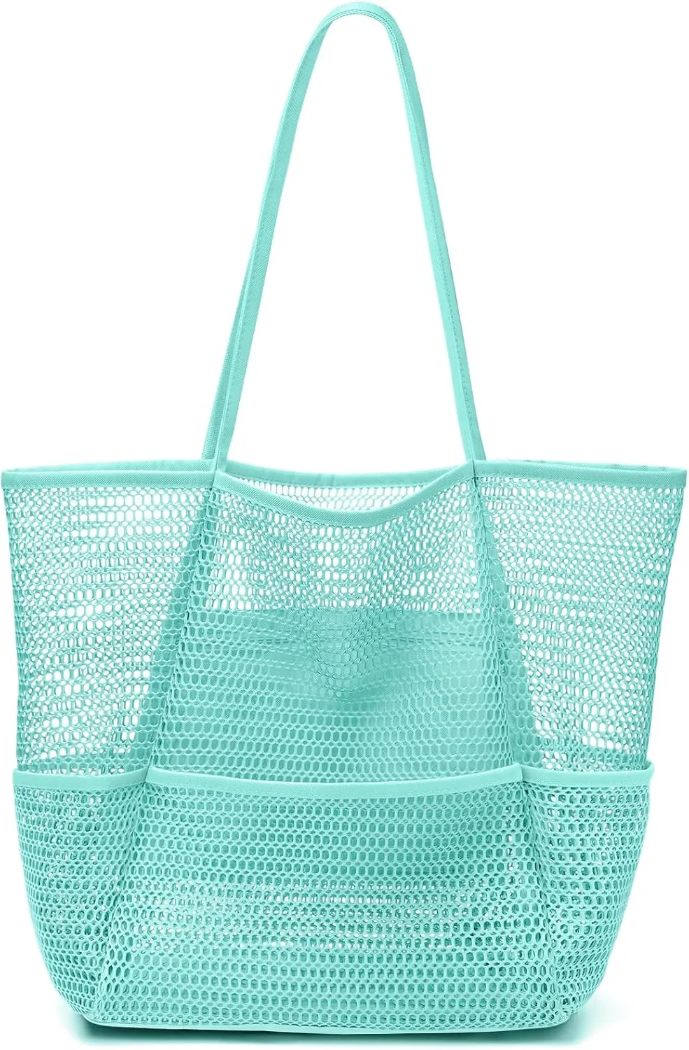 KPX Beach Bag with Mini Pocket, Beach Tote Bags for Women Large Foldable Mesh Swimming Pool Travel Bags - Sandproof