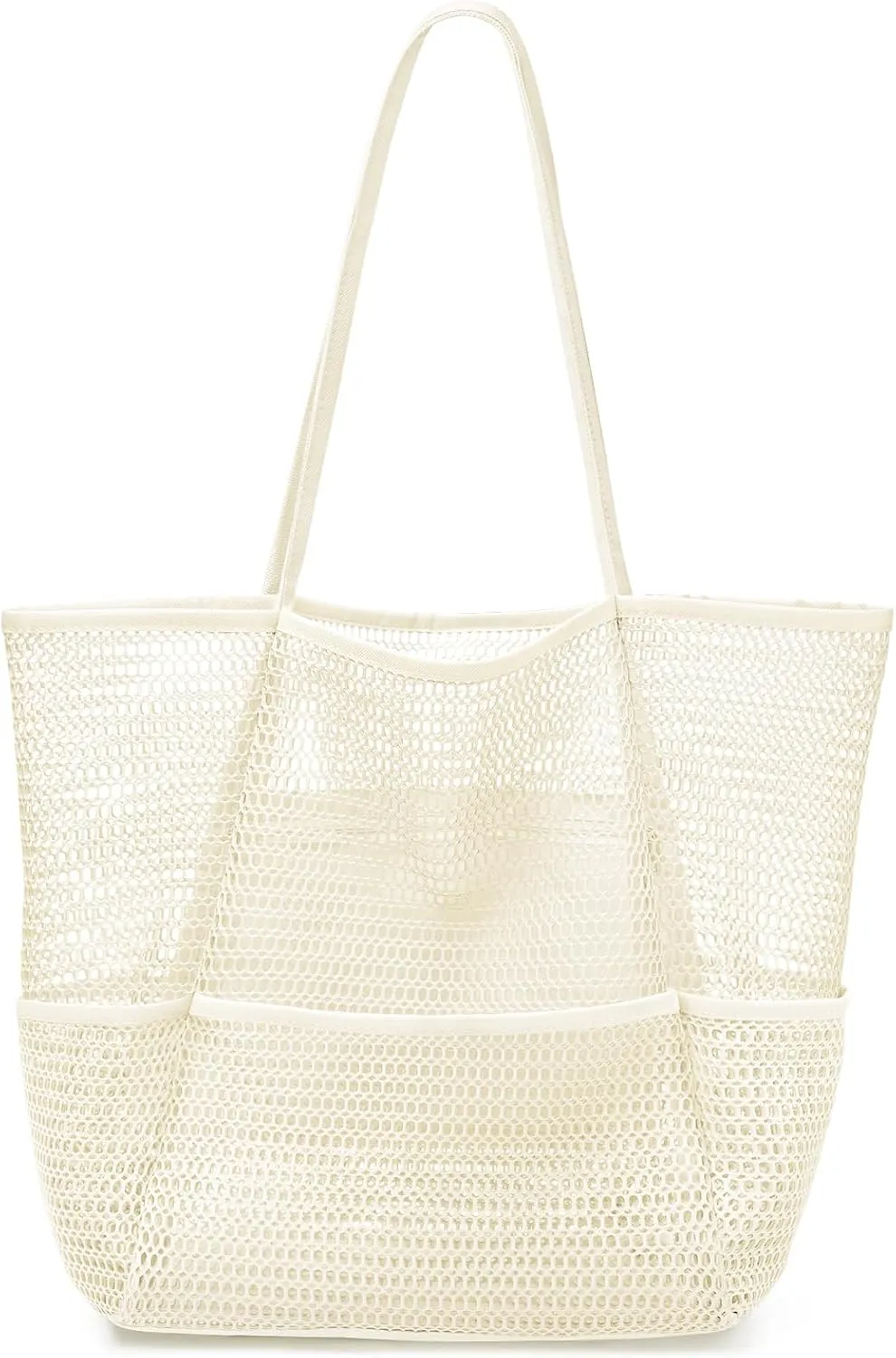 KPX Beach Bag with Mini Pocket, Beach Tote Bags for Women Large Foldable Mesh Swimming Pool Travel Bags - Sandproof