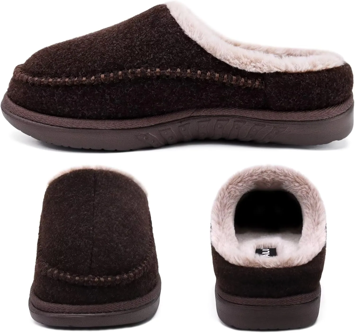 KuaiLu Mens Clog Slippers with Comfy Memory Foam Slippers Warm Faux Fur Slip on