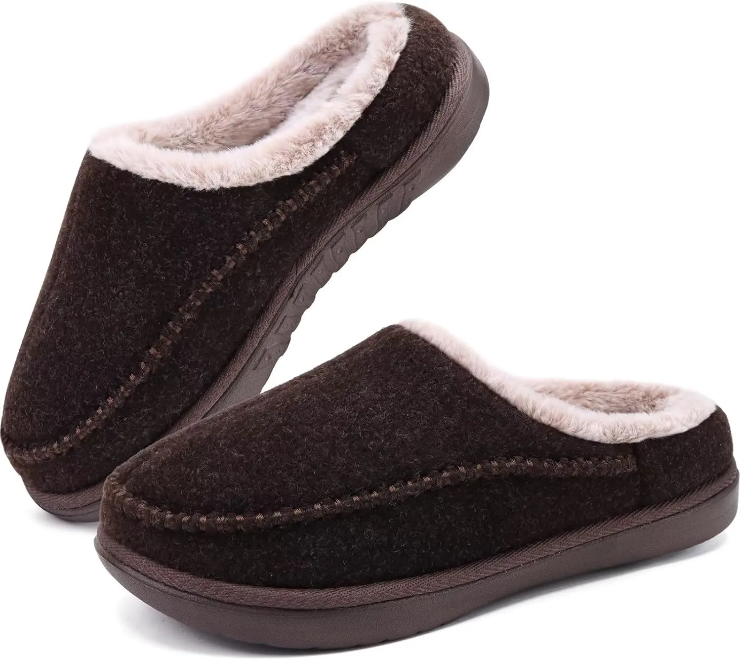 KuaiLu Mens Clog Slippers with Comfy Memory Foam Slippers Warm Faux Fur Slip on