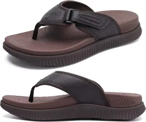 KuaiLu Mens Orthotic Flip Flops Men's Recovery Walking Sandals Adjustable Thick Athletic Cushion Sport Slides for Man, Water Resistant & Lightweight, Soft Comfort Fit & Arch Support