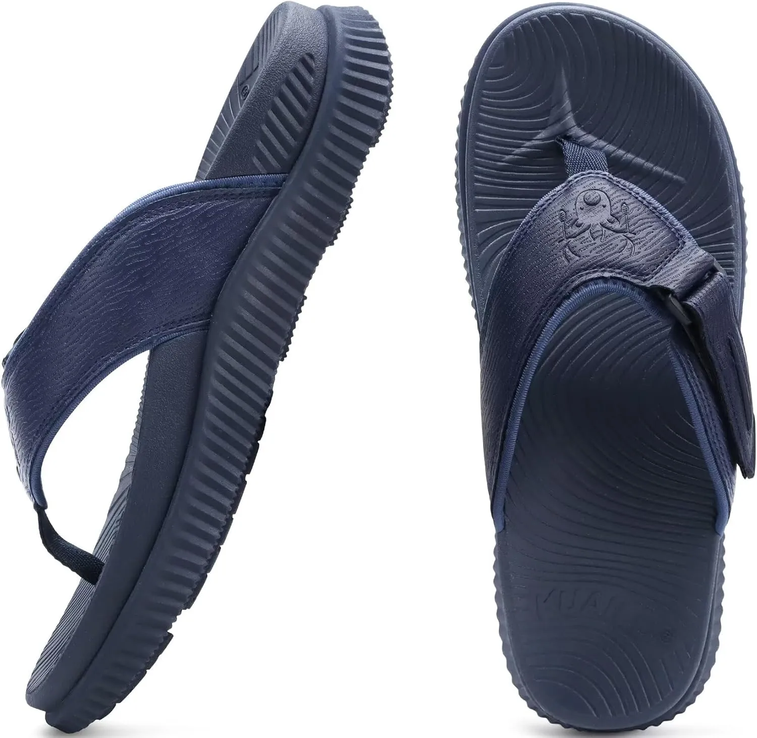 KuaiLu Mens Orthotic Flip Flops Men's Recovery Walking Sandals Adjustable Thick Athletic Cushion Sport Slides for Man, Water Resistant & Lightweight, Soft Comfort Fit & Arch Support