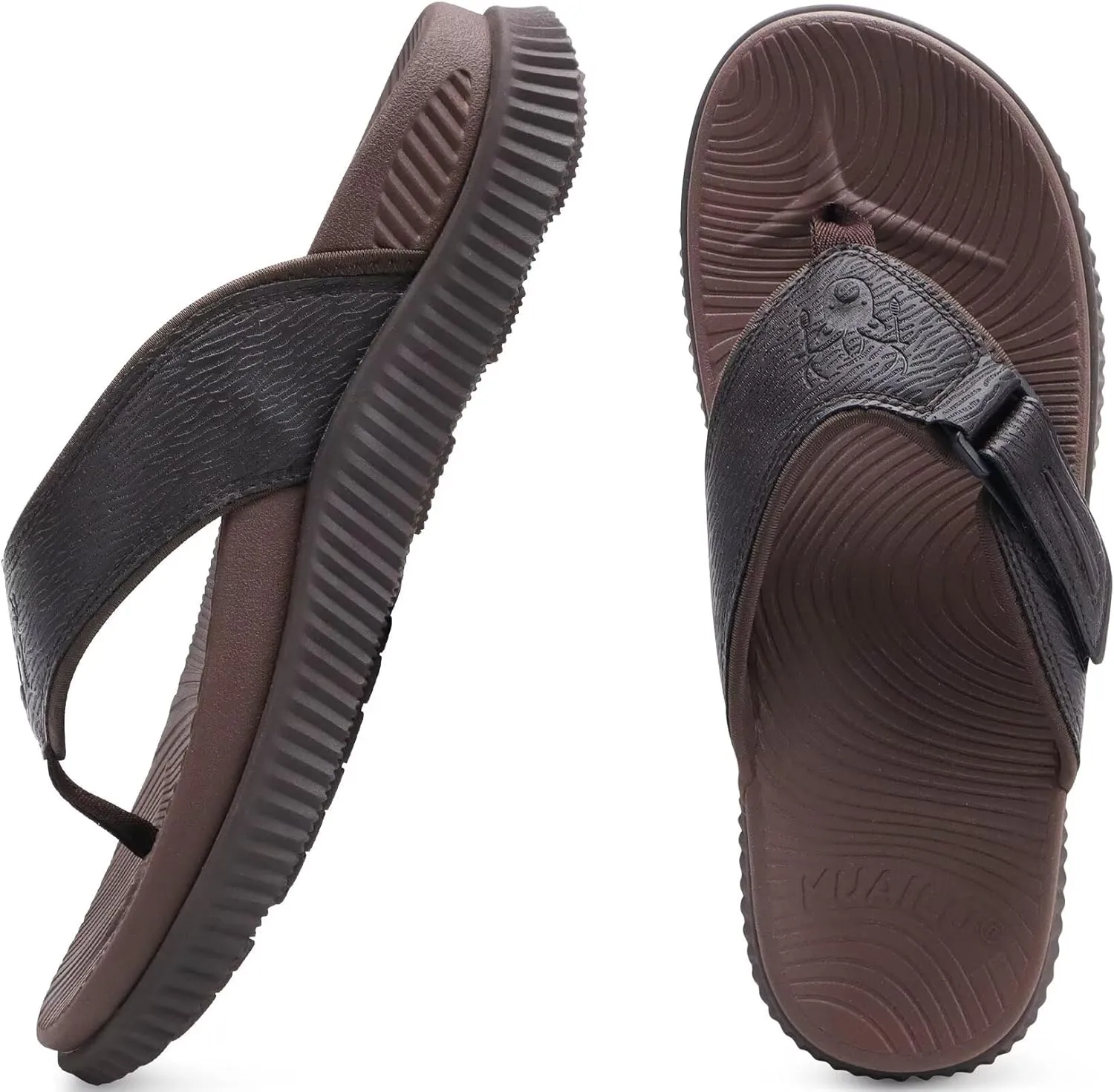 KuaiLu Mens Orthotic Flip Flops Men's Recovery Walking Sandals Adjustable Thick Athletic Cushion Sport Slides for Man, Water Resistant & Lightweight, Soft Comfort Fit & Arch Support