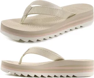 KuaiLu Women’s Flip Flops Ladies Yoga Mat Platform Thong Sandals Dressy Womans Lightweight Summer Slip On Beach Flip Flop Sandles, Soft Cushion Footbed, Arch Support
