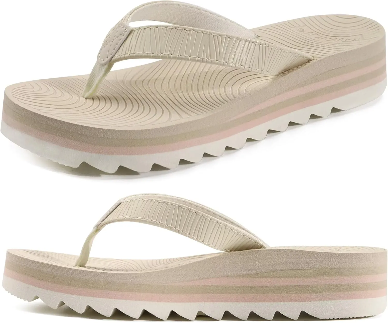 KuaiLu Women’s Flip Flops Ladies Yoga Mat Platform Thong Sandals Dressy Womans Lightweight Summer Slip On Beach Flip Flop Sandles, Soft Cushion Footbed, Arch Support