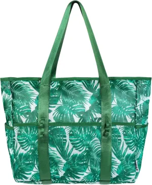 KUAK Mesh Beach Bag, Extra Large Waterproof Sandproof Tote with 9 Pockets, Zippered Top, Lightweight for Travel, Pool, Family
