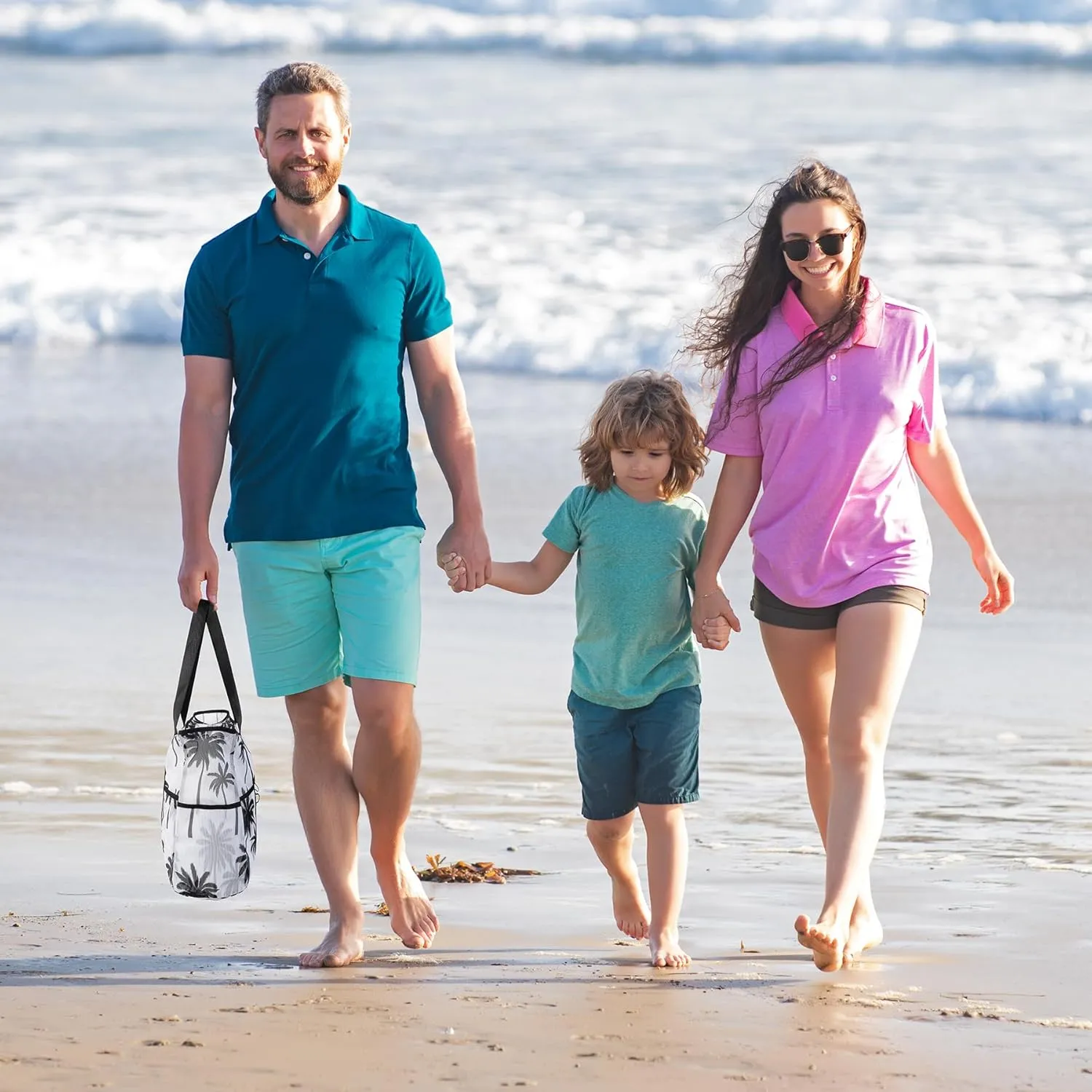 KUAK Mesh Beach Bag, Extra Large Waterproof Sandproof Tote with 9 Pockets, Zippered Top, Lightweight for Travel, Pool, Family