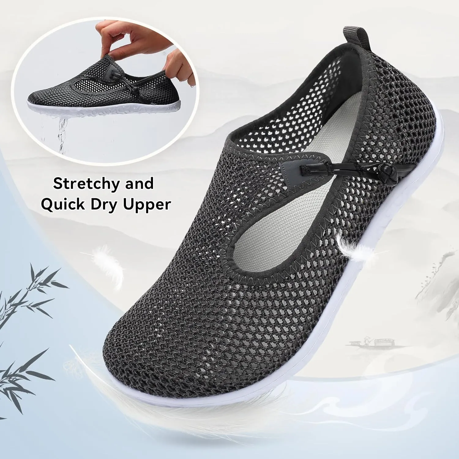 L-RUN Womens Mens Water Shoes Barefoot Aqua Socks Quick-Dry Non Slip Shoes for Beach Swim Pool River Boating Surf Yoga